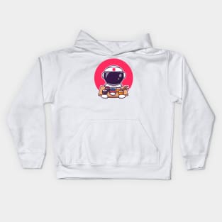 Cute Astronaut Eating Sushi Kids Hoodie